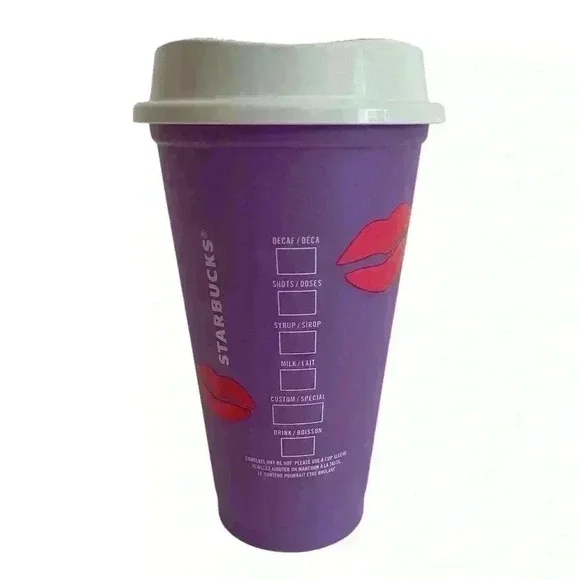 Starbucks 2013 Valentine’s Day Grande Reusable Cup Lilac Red Pink 16 oz - Picture 2 of 6